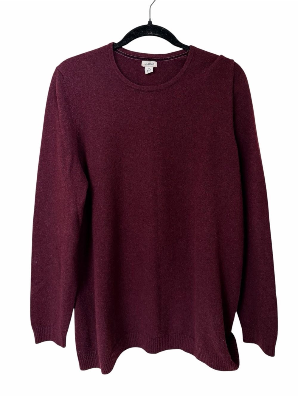 L.L. Bean Cashmere Crewneck Sweater in Deep Wine Burgundy